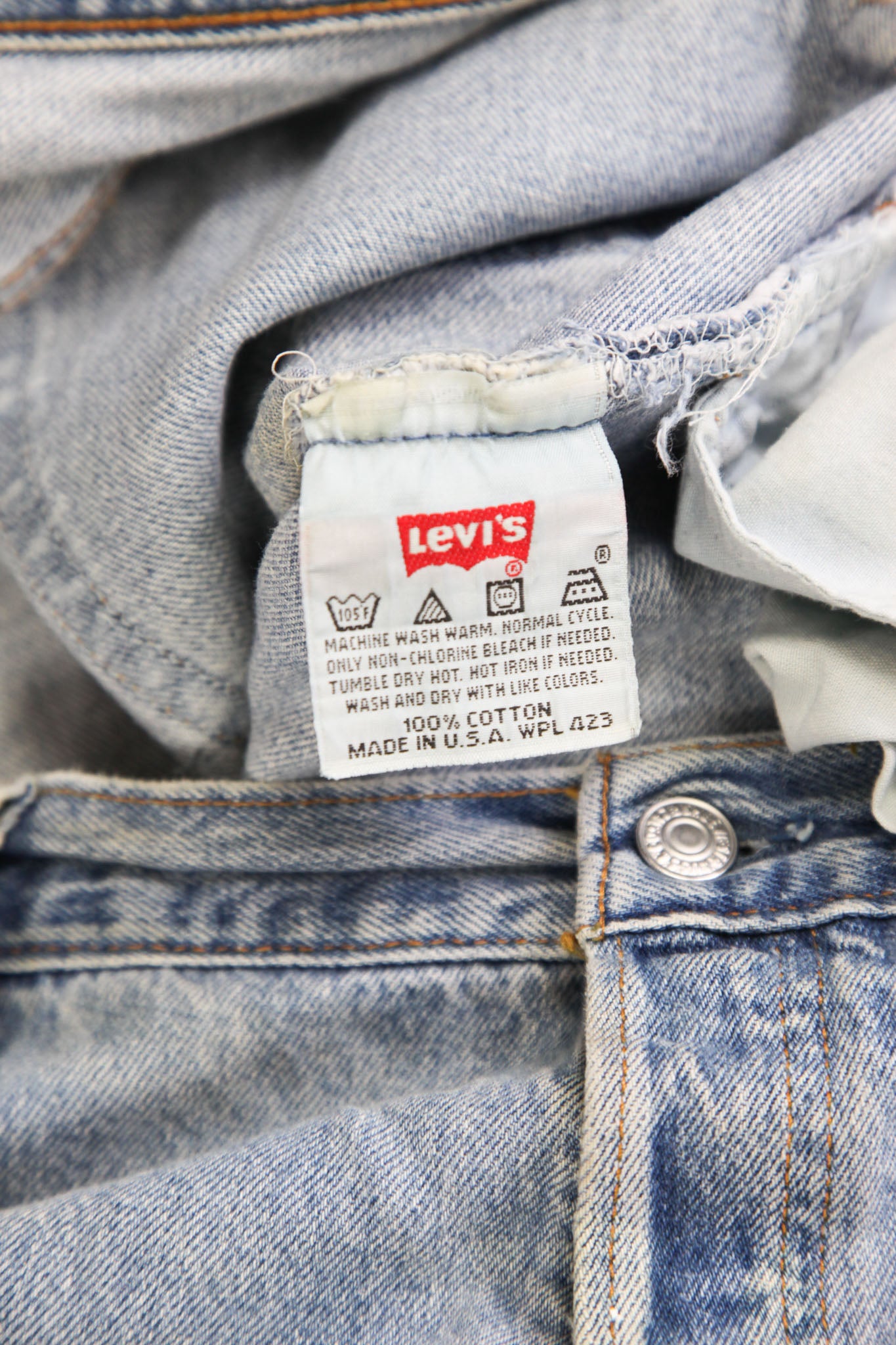 Made in USA Levi's 501 Light Wash Jeans (W42 L30) - Second